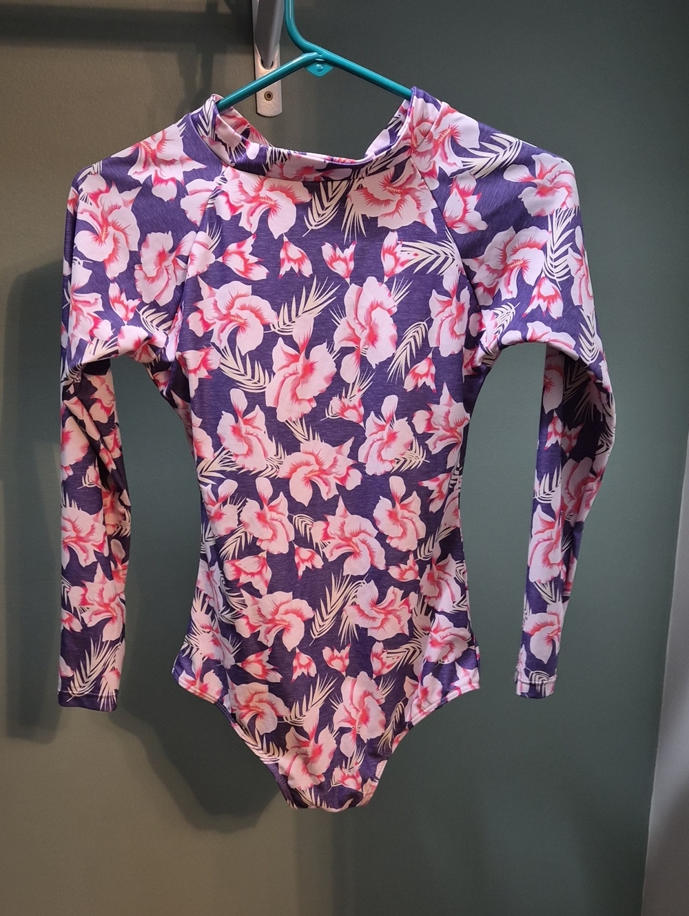 Floral Long Sleeve One-Piece in Purple & Pink